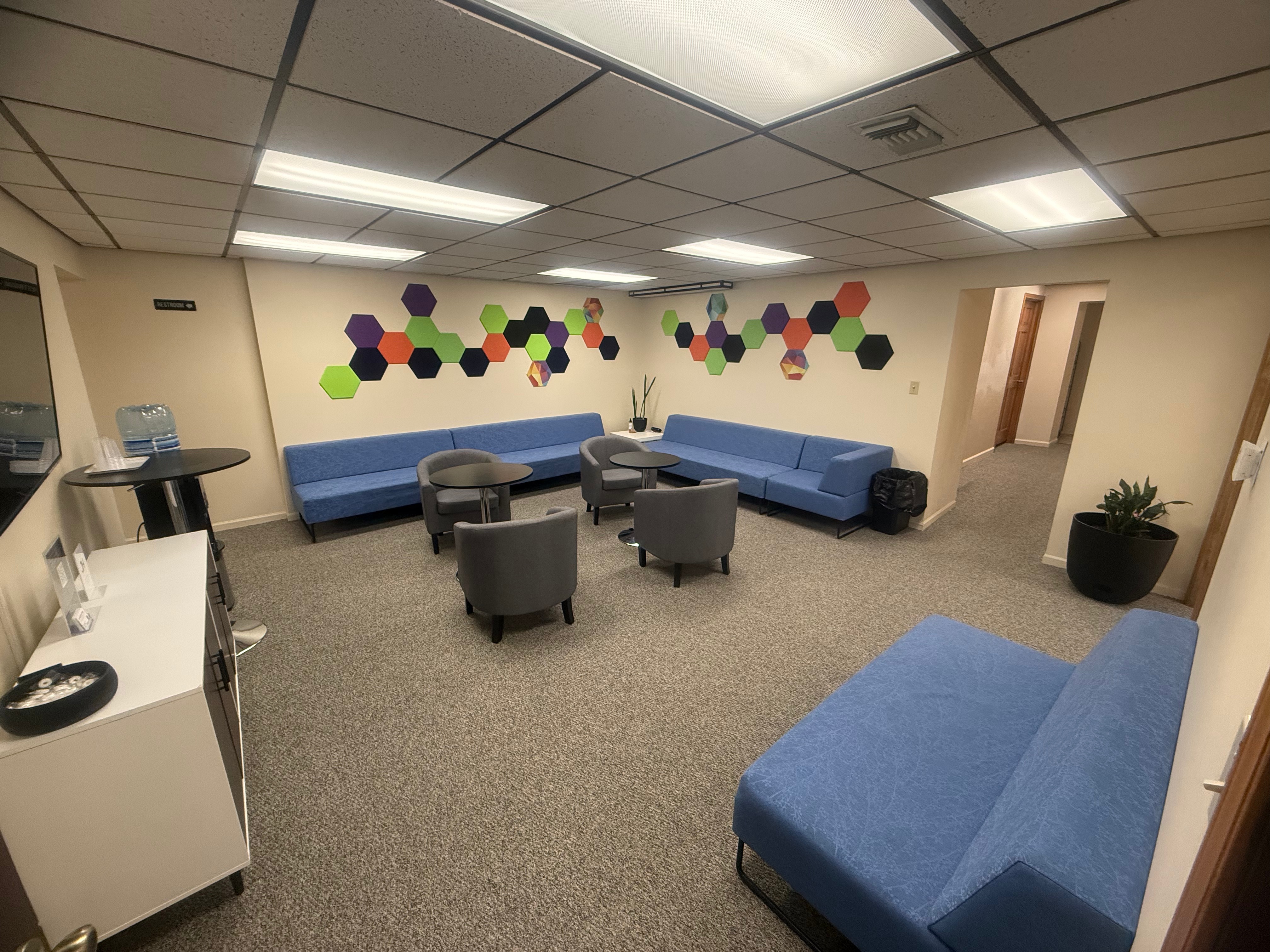 Lounge areas designed for relaxation and work